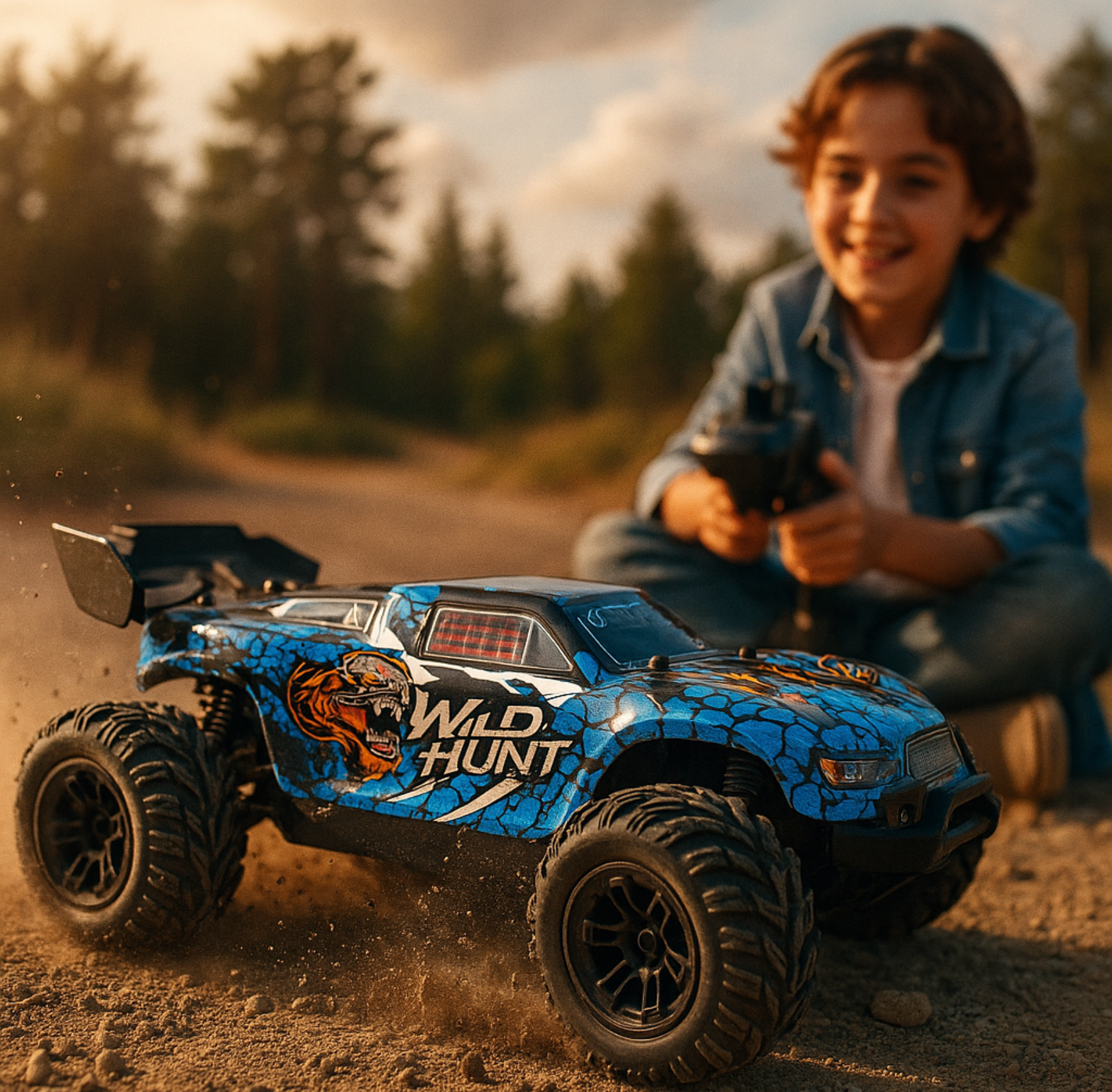 Voiture télécommandée Beast étanche IP68, vue 3/4 avant.